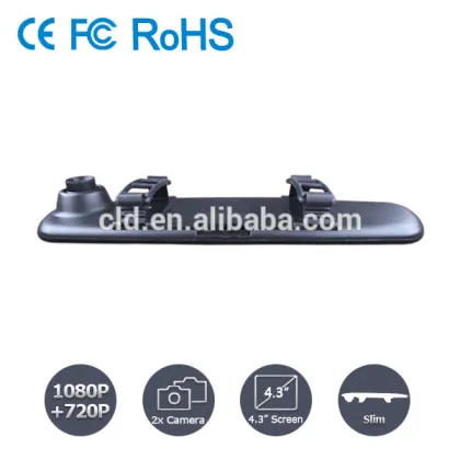 4.3" Screen Full HD Motion Detection 140 Degree Wide Angle rearview dash cam