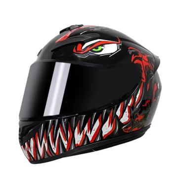 China-Chic Full Helmets for Men and Women: Four-Seasons Scooter, Motorcycle Riding, Racing, Black Film, Electric Car Compatibility