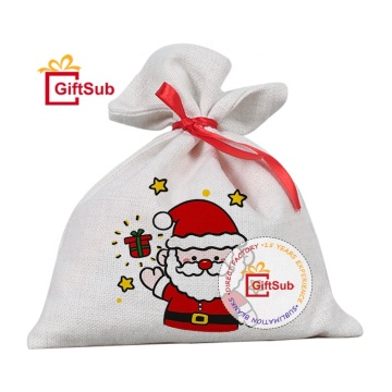 Customized 15x20cm Polyester Small Gift Storage Bags for Sublimation Printing: Perfect Christmas Linen Gift Packaging