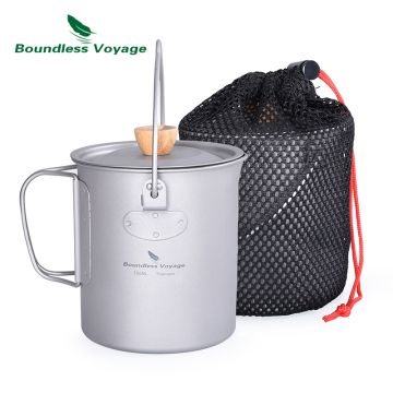Boundless Voyage 750ml Titanium Coffee Mug with French Press - Lightweight Camping Cup