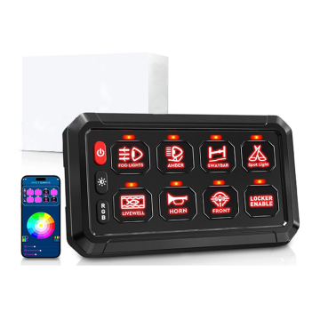 DC 12V RGB 8 Gang Switch Panel with App Control for Cars and Marine