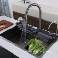Smart Modern Kitchen Sink: Digital Waterfall Faucet & Multifunctionality