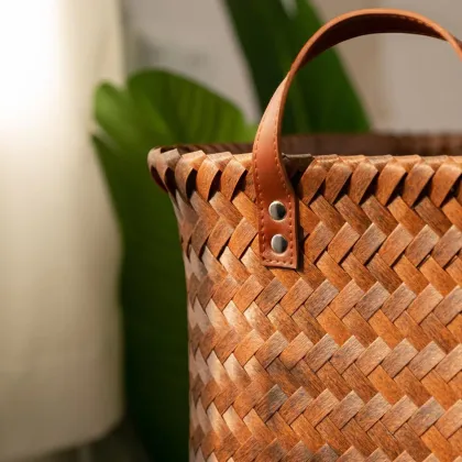 American-Made Rattan Storage Basket for Clothing and Laundry