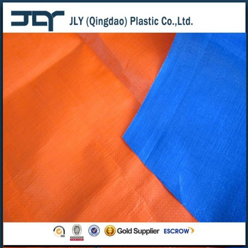 Orange/Blue PE coated tarpaulin in roll