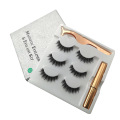 Three pairs magnetic eyelashes in silver box