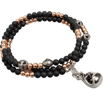 Stainless Steel Fitness Gold Black Pendant Necklace