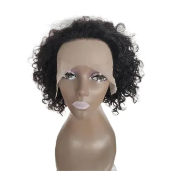 Wholesale wigs 100% human hair 10a Peruvian hair 13*1 water wave kinky curly lace front wig For Women