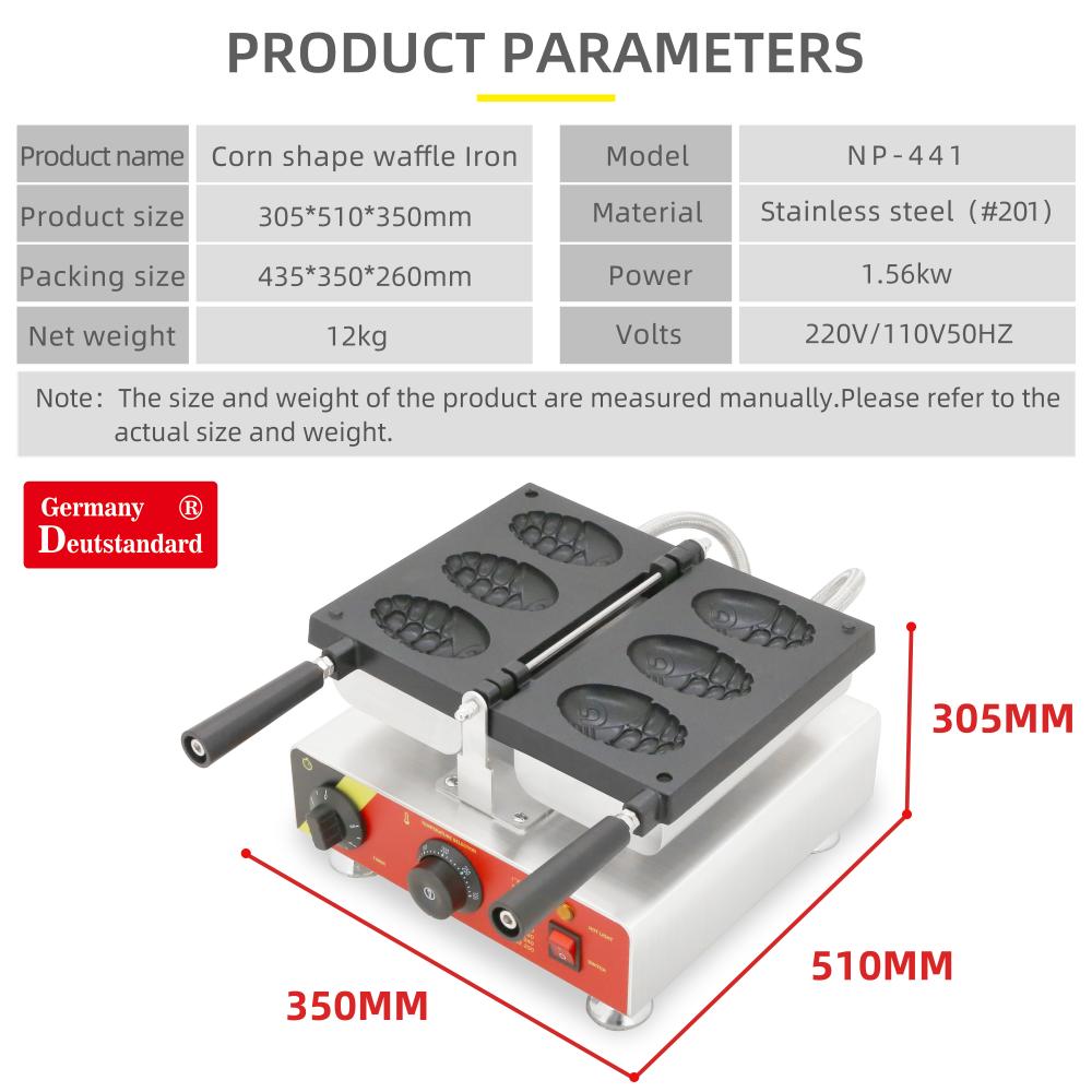 Mini machine à gaufre en forme de maïs avec acier inoxydable à vendre