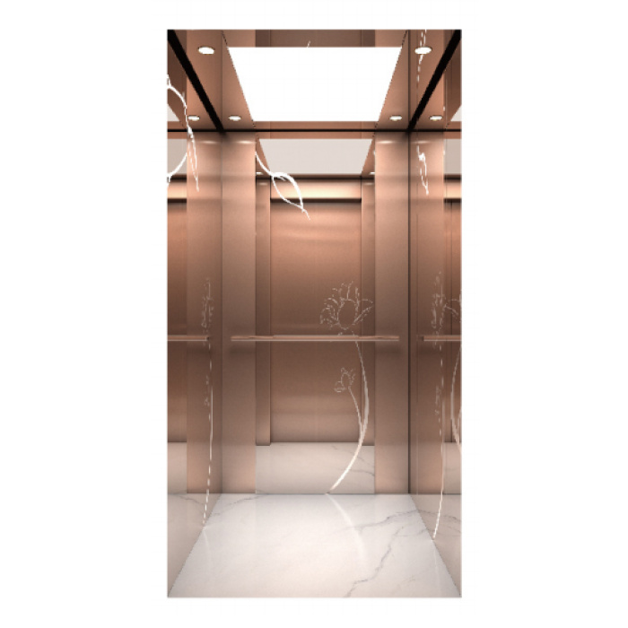 Roségoldspiegel geätzt Edelstahlvilla -Aufzug geätzt