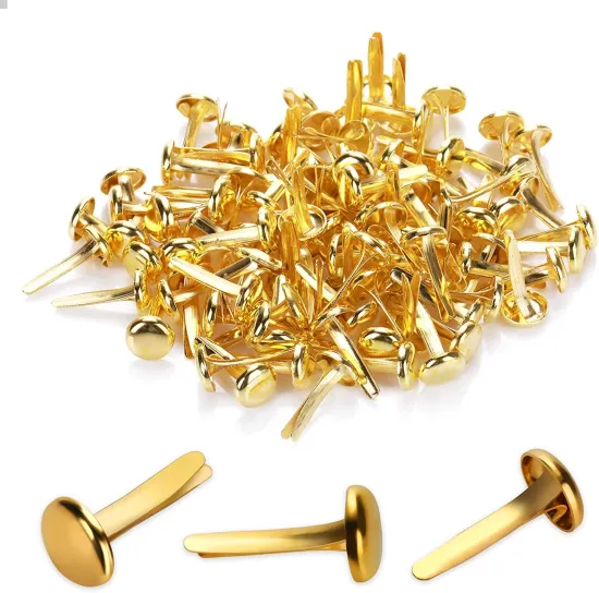 Gold Split Pin Mini Brad Clips Metal Fasteners for DIY Crafts & Decor - Brass Brads
