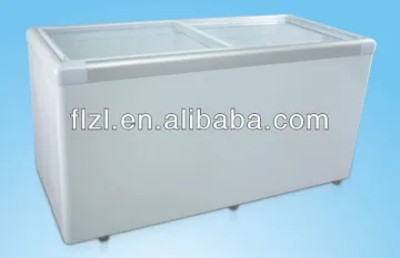 510L flat glass door freezer with showcase freezer,chest glass door freezer 110mm thickness