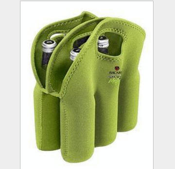 High Quality Neoprene 6-pack Beer/Wine Bottle Cooler/bag with Tote handle