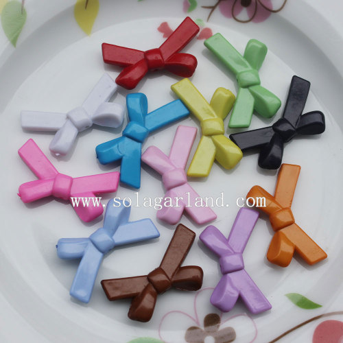Solid Colors Bowtie Ribbons Plastic Charm Beads