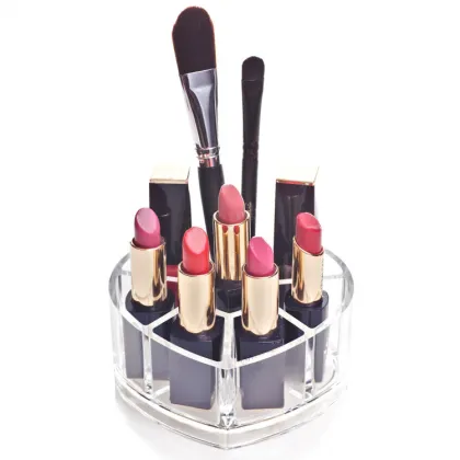 Antique Heart Shaped Beauty Acrylic Liquid Lipstick Organizer Display Holder