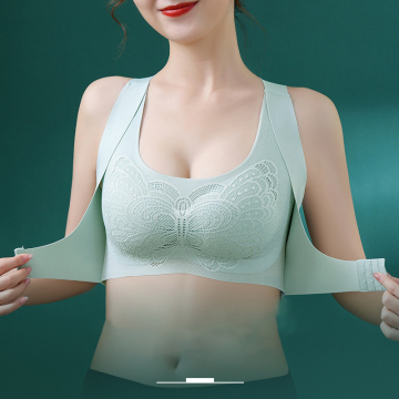 Adjustable Size Front Closure Triple-Breasted Bra with Cross-Back Design for Women