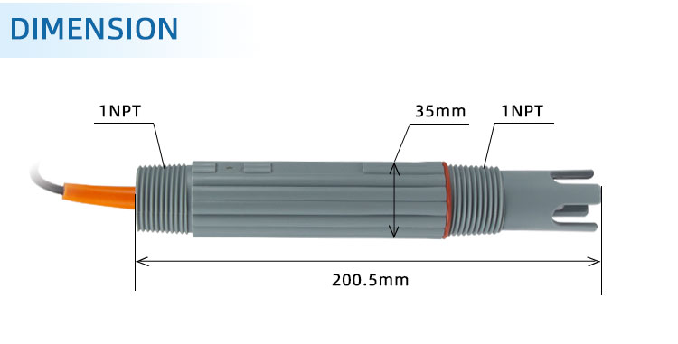 online industrial pH probe dimension