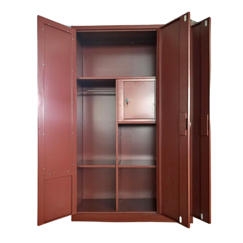 Armoire de chambre à coucher en acier à 2 portes et grain de bois rouge