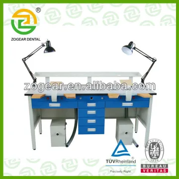 dental lab desk with 2 set mobile lamp