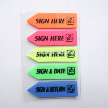 School & office supply custom neon color PET arrow sticky note , arrow page marker