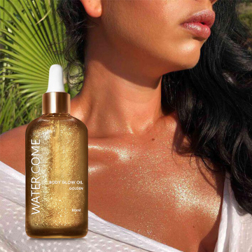 Custom Logo 100ml Vitamin E Shimmer Body Oil Highlighter Bronze Glitter Liquid Spray