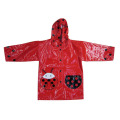 Red kids childrens hooded pu raincoats