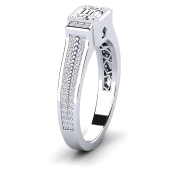 China 14K White Gold Emerald Cut Diamond Wedding Ring Supplier