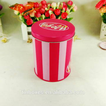 6.7" round tin pink color gift metal box