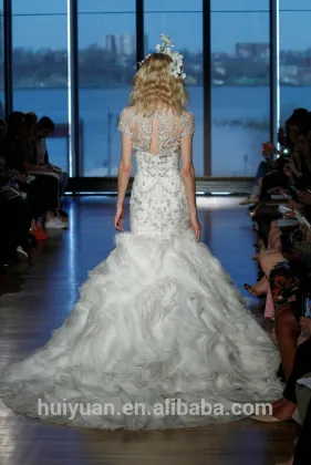 luxrious beaded sleeveless mermaid train jiamei wedding dresses