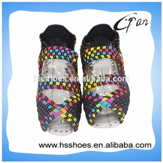 hand made elastic belt hand knit shoes