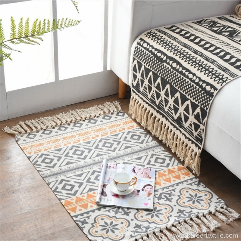 Cotton Printed Style Kitchen Rugs Decorative Woven FloorMat