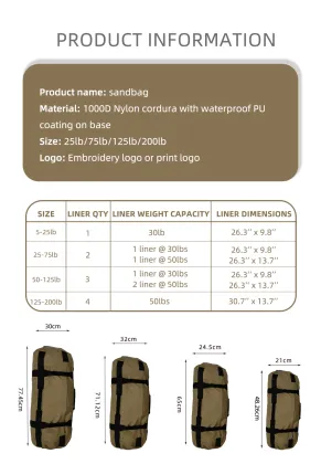 Ultimate Workbag: Heavy Duty Sandbag (14x26 inches, 200lb) - Exercise and Fitness Sandbag with Handles