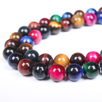 Gemstone 8MM Loose Bead Natural Colorful Tiger Eye Loose Beads for Diy Jewelry Making