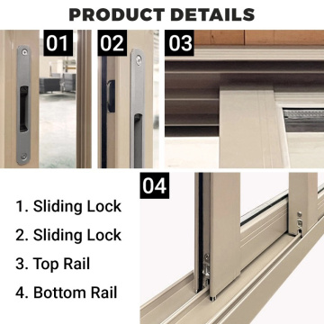 Aluminum Two Track Sliding Door Double Tempered Glass