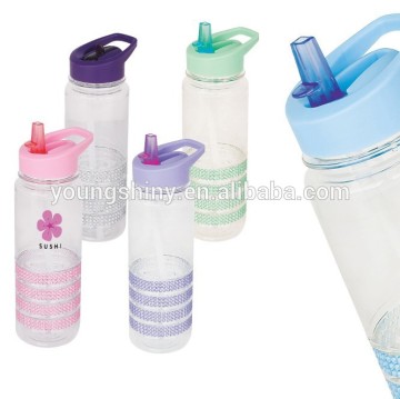 Sport Water Bottle with Flip Straw and Bling Band