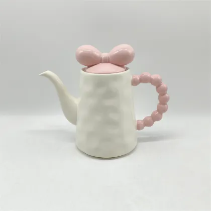 Pink Handle Ceramic Teapot