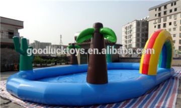 2016 inflatable water park air filled artificial pools with rainbow color