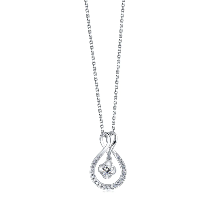 豪華な 18K ホワイト ゴールド ラボ グロウン ダイヤモンド ネックレス