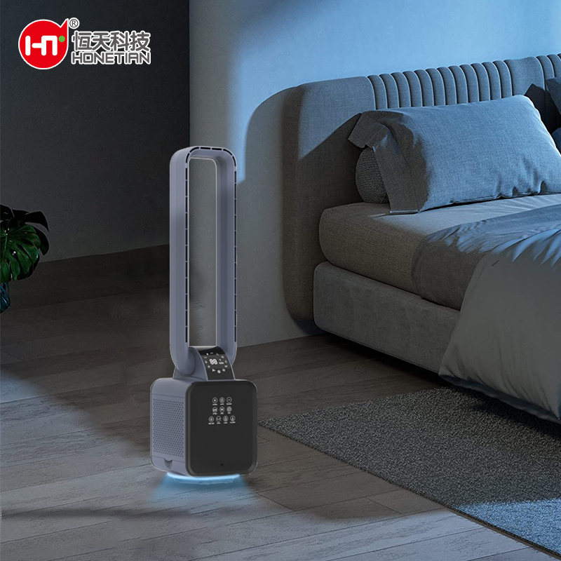 HONETIAN multimodes multigears wind negative ion uv sterilization night light function black colour plastics bladeless fan