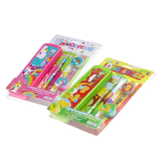 Unicorn and Dinosaur Design School Supplies Pencil Case Set with Journal for Kids