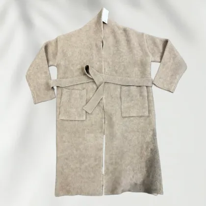 Premium Double-Sided Wool Coat in Oatmeal Color