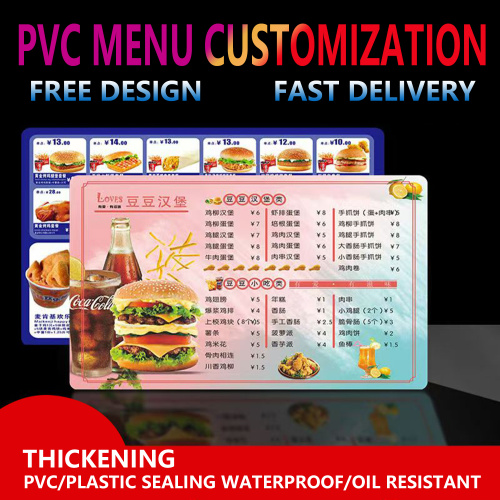 Elegante tablero de menú de PVC para servicio de alimentos