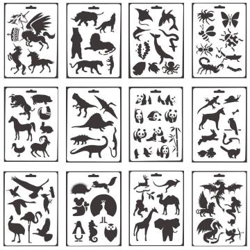 12Pcs Reusable Stencils Tools Set for Art Projects & DIY Painting