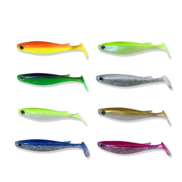 T-Shirts with Fishing Lures: Paddle Tail, Drop Tail, and T-Tail Soft Baits in Many Colors