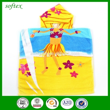 60x120cm cotton hooded beach poncho towel