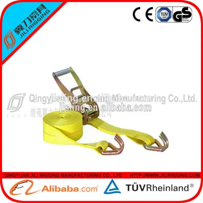 ratchet lashing strap with Double J hook rigging safty belt