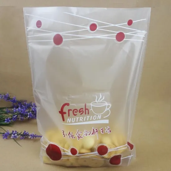 Custom printed plastic food bags with handle for bakery food