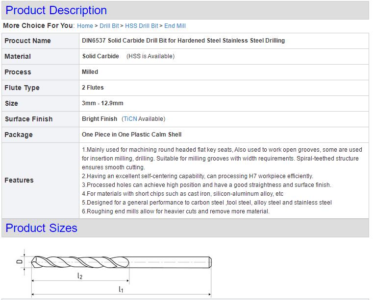 Din6537 Solid Carbide Drill Bit 3