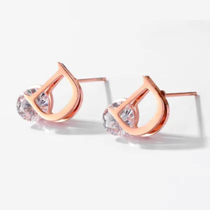 Personalized white zircon initial stud earrings