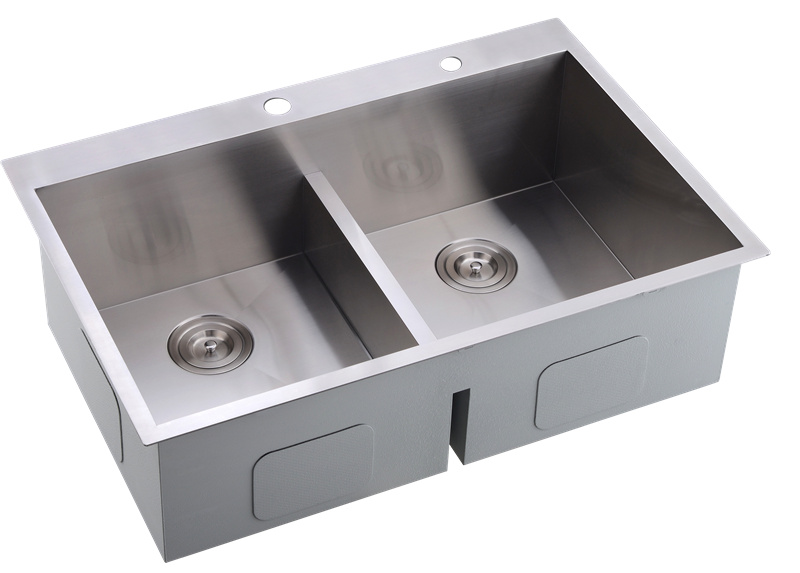 double bowl top mount kitchen sink