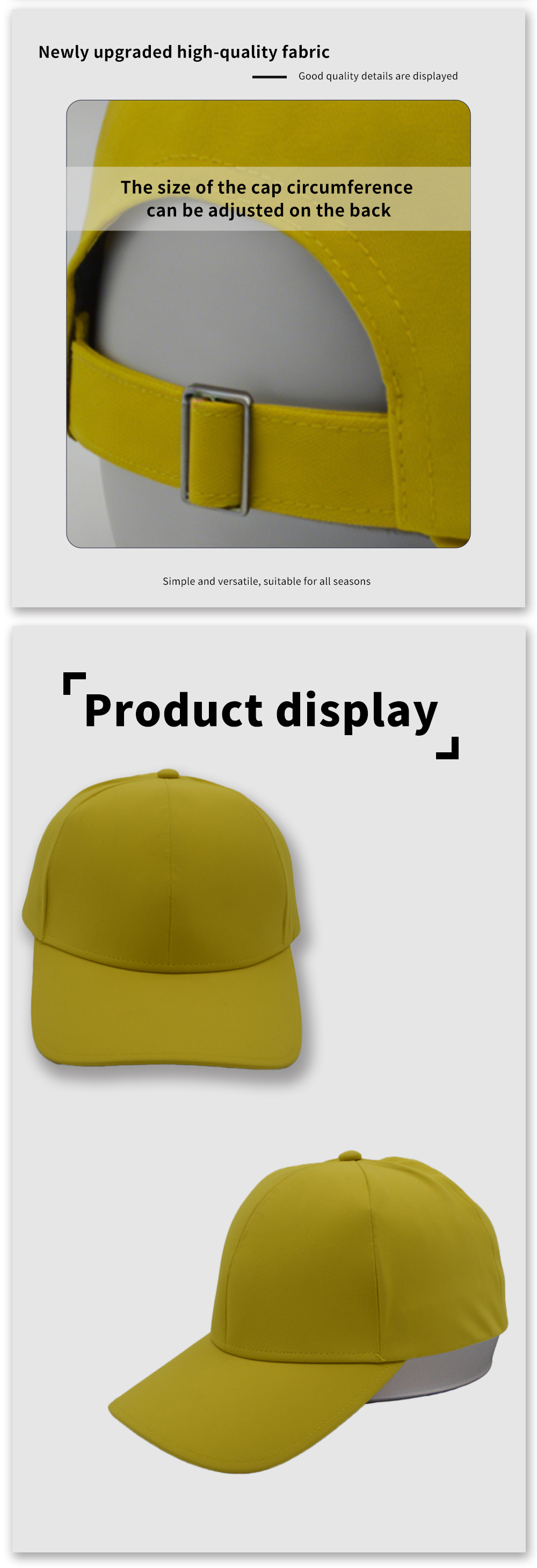 Trendy Yellow Seamless Baseball Cap for Men and Women